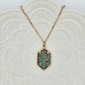 Green Druzy Stone Necklace